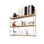Hanah Home Estantería de Pared de 3 Niveles en Madera Maciza, Dorado y Marrón